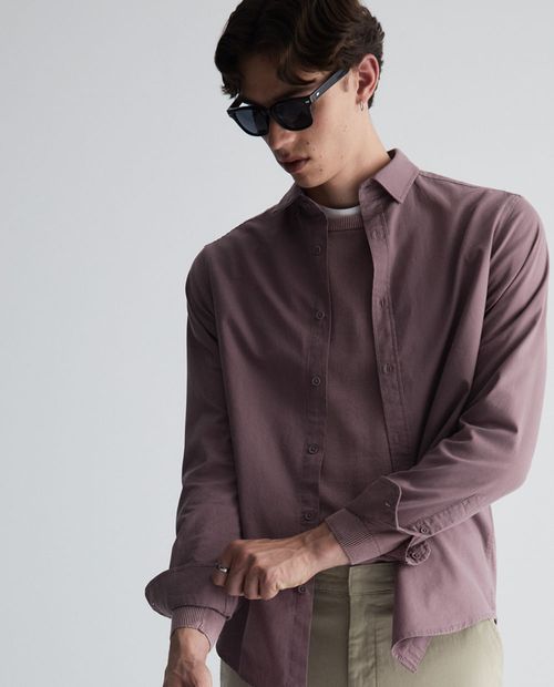 Camisa casual Sfera morada sólida para hombre