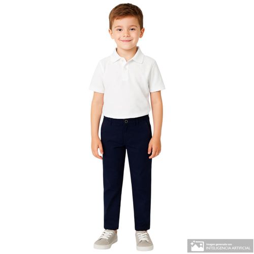 Camisa tipo polo blanca sólido para niño