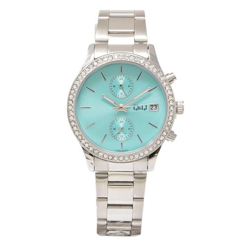 Reloj Q&Q análogo metálico plateado para mujer
