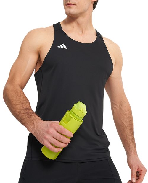 Camiseta deportiva Adidas negra sólida para hombre