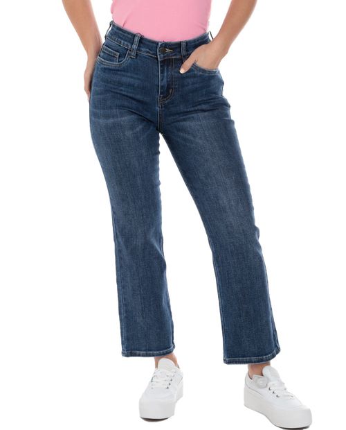 Jeans Sabrina straight azul cintura alta para mujer