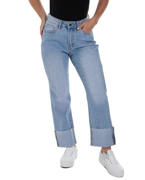Jeans Sabrina straight celeste cintura alta para mujer