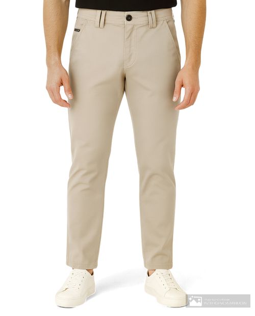 Pantalón chino Unexpected slim fit khaki sólido para hombre