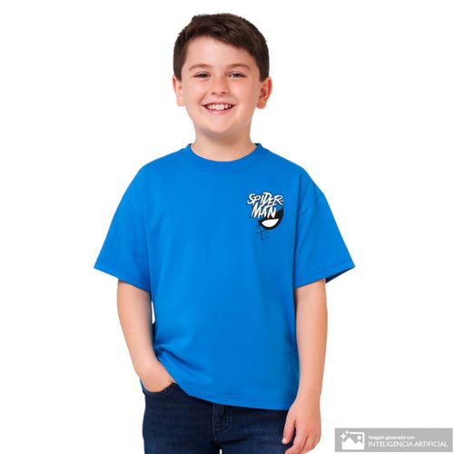 Camiseta celeste con estampado Spider Man para niño