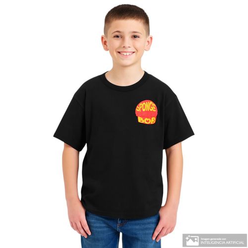 Camiseta negra con estampado Bob Esponja para niño