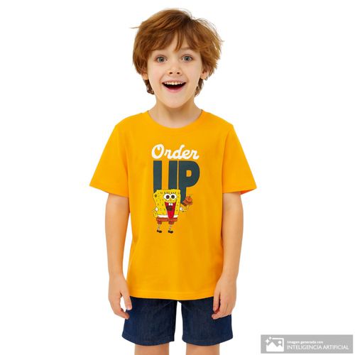 Camiseta amarilla con estampado Bob Esponja para niño
