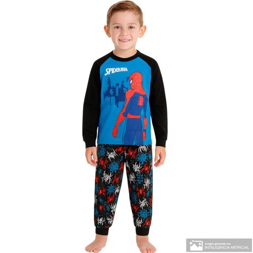 Pijama de 2 piezas bicolor con estampado Spider Man para niño