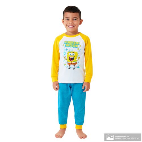 Pijama de 2 piezas bicolor con estampado Bob Esponja para niño