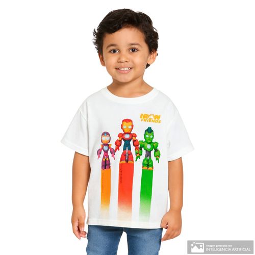 Camiseta blanca con estampado The Avengers para niño