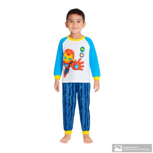 Pijama de 2 piezas bicolor con estampado Iron Man para niño