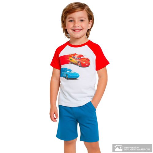 Conjunto de 2 piezas bicolor con estampado Cars para niño
