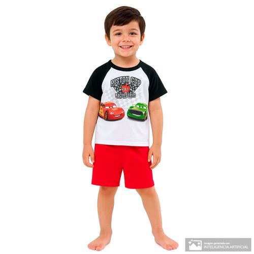 Conjunto de 2 piezas bicolor con estampado Cars para niño