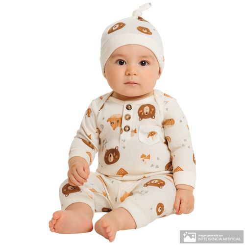 Conjunto de 3 piezas blancas con estampado para bebé niño