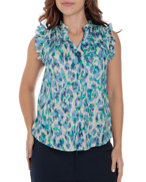 Blusa Sabrina casual estampada sin mangas para mujer