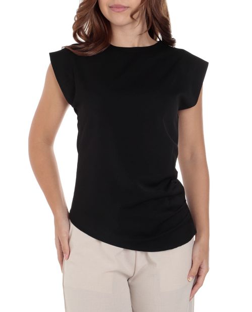 Blusa Sabrina casual negra manga corta para mujer