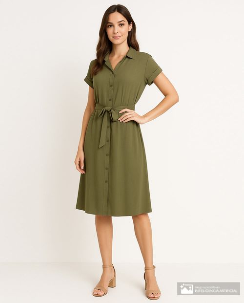 Vestido Sabrina shirt dress verde manga corta para mujer