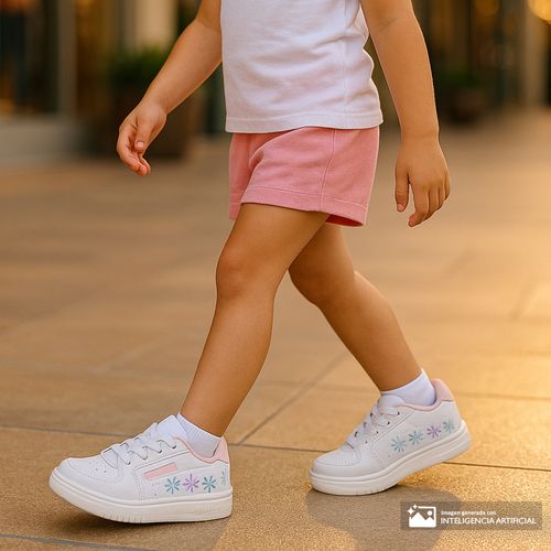 Zapato casual Nautica blanco con flores para niña