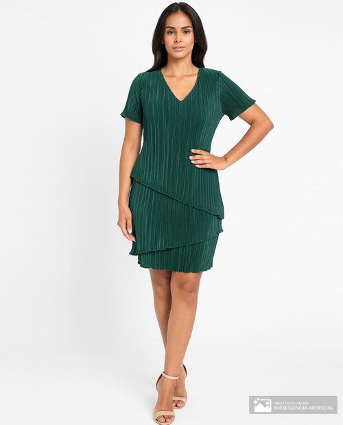 Vestido Connected Apparel formal verde de mangas cortas para mujer