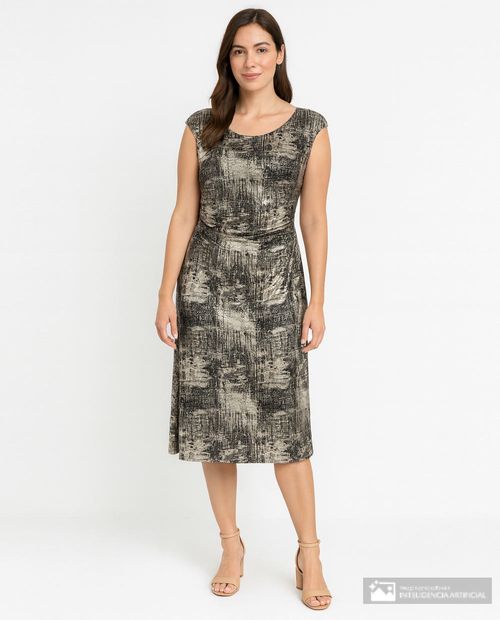 Vestido Connected Apparel formal estampado mangas cortas para mujer
