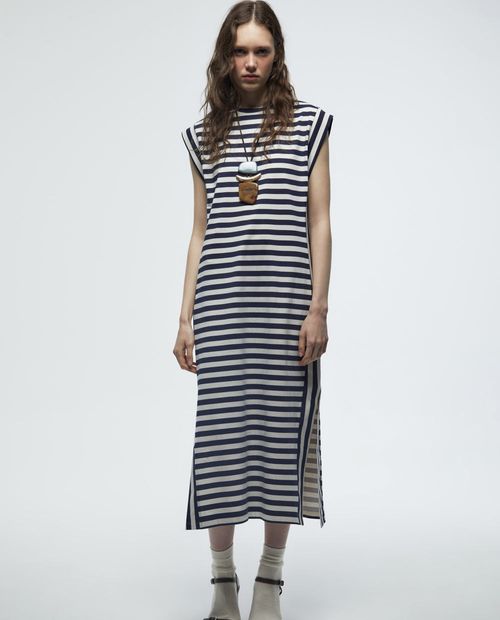 Vestido Sfera midi rayado de mangas cortas para mujer