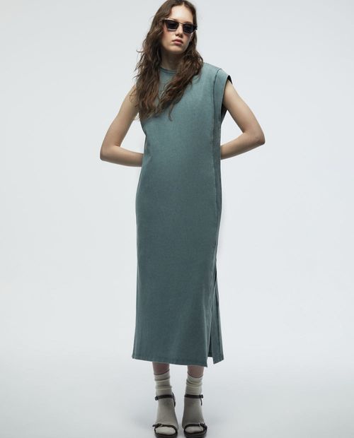 Vestido Sfera midi verde de mangas cortas para mujer