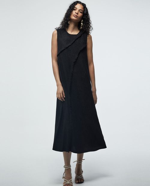 Vestido Sfera midi negro sin mangas para mujer