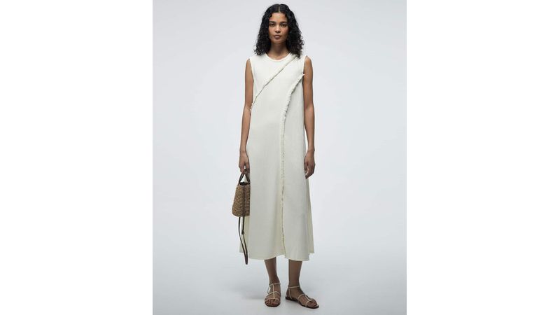 Vestido Sfera midi blanco sin mangas para mujer