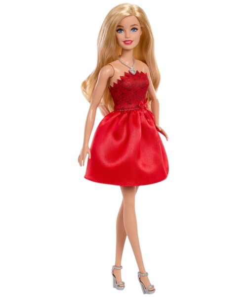 Barbie muñeca Mattel 80th aniversario vestido rojo rubí