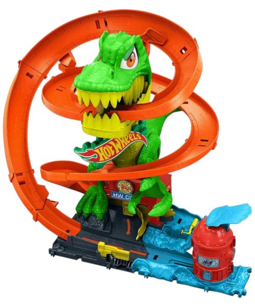 Hot wheels city pista T-rex vs estación de bomberos