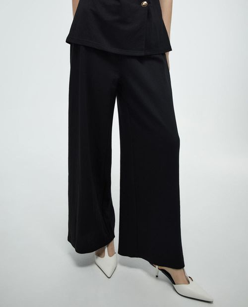 Pantalón Sfera palazzo negro de cintura alta para mujer