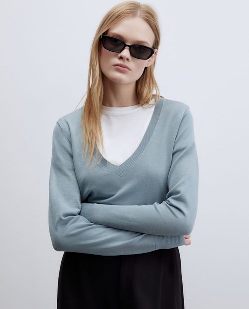Suéter Sfera pull over celeste para mujer