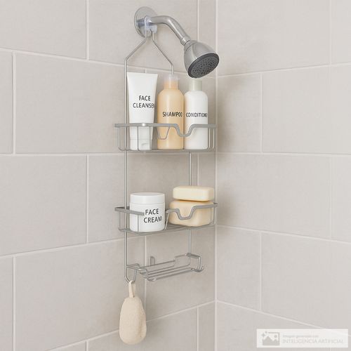 Organizador de aluminio colgante para baño 65x27.8x12 cm