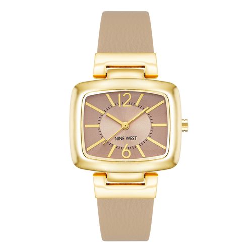 Reloj Nine West análogo de cuero beige para mujer