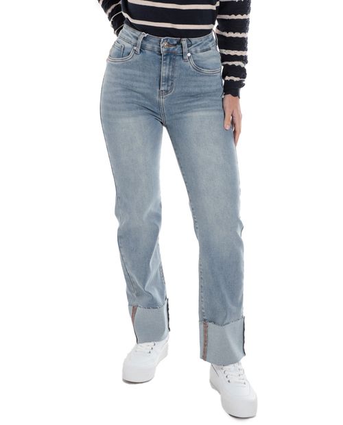 Jeans Orange straight azul de cintura alta para mujer