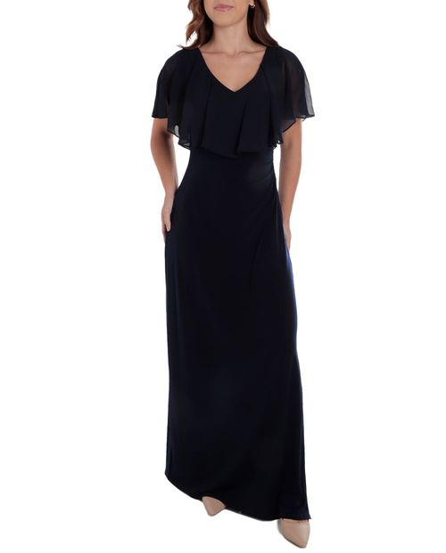 Vestido Connected Apparel maxi negro mangas cortas para mujer