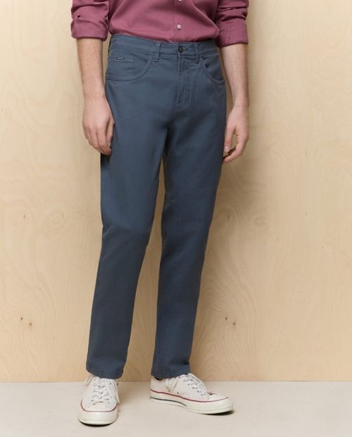 Pantalón 5 pocket Easy Wear slim fit gris oscuro sólido para hombre