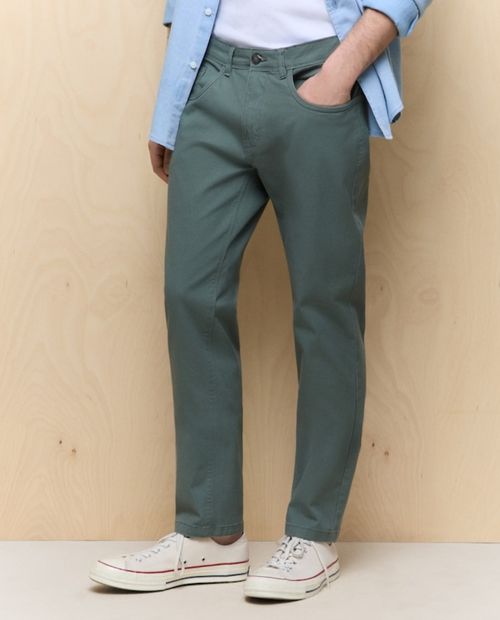 Pantalón 5 pocket Easy Wear slim fit verde sólido para hombre