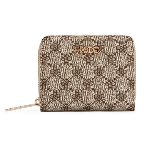 Billetera zip around H&Co café para mujer
