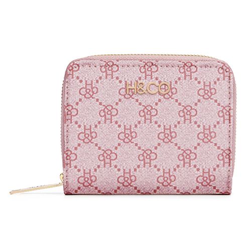 Billetera zip around H&Co rosada para mujer
