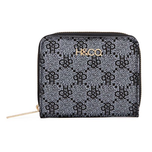 Billetera zip around H&Co negra para mujer