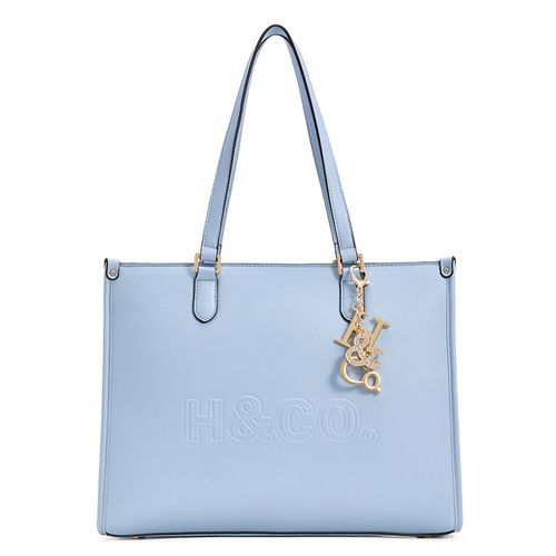 Cartera tote H&Co color celeste para mujer