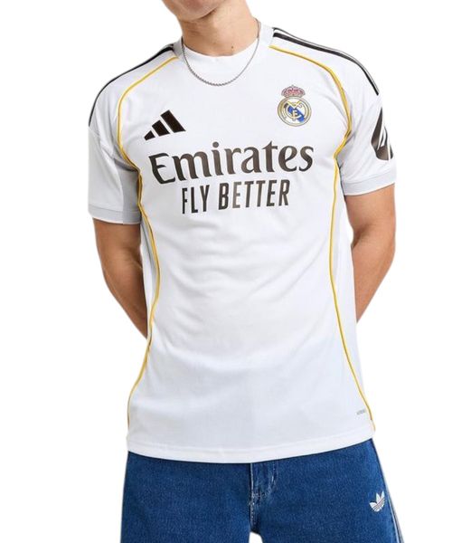Camiseta deportiva Adidas Real Madrid blanca estampada para hombre