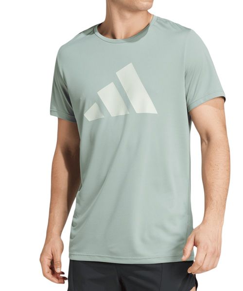 Camiseta deportiva Adidas running verde estampada para hombre