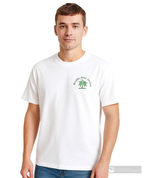 Camiseta Denim & Flower relaxed fit blanca estampado de palmera para hombre