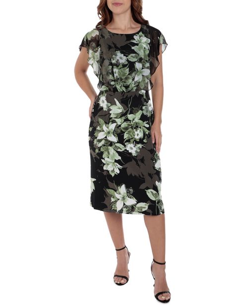 Vestido Connected Apparel midi estampado manga corta para mujer