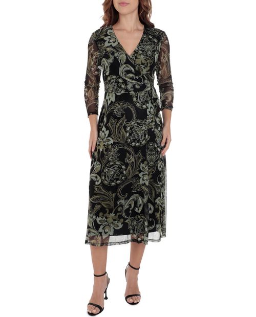 Vestido Connected Apparel midi estampado manga 3/4 para mujer