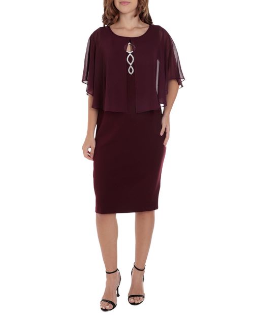 Vestido Connected Apparel formal rojo manga 3/4 para mujer