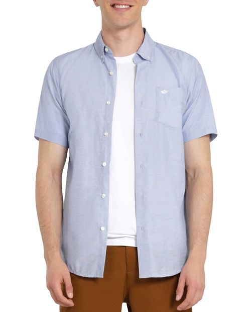 Camisa casual Dockers regular fit celeste sólida para hombre