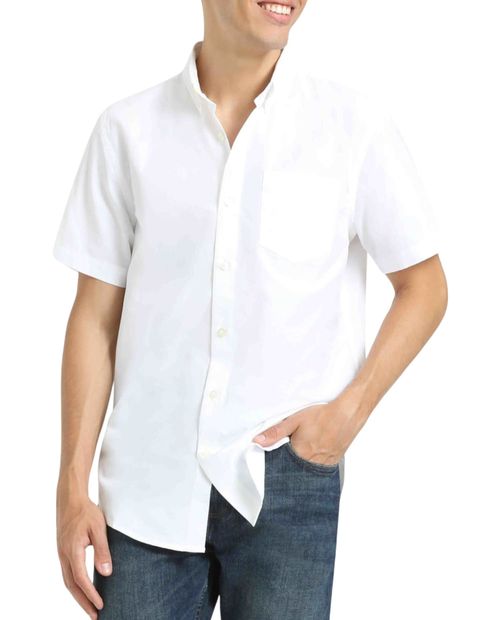 Camisa casual Dockers regular fit blanca sólida para hombre