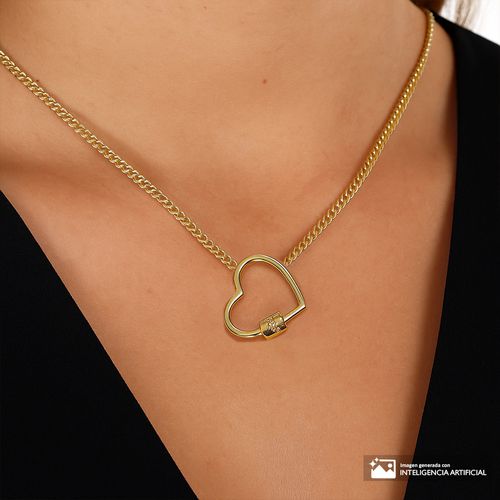 Collar con dije de brass en baño de oro 2mm-40.64 cm para mujer